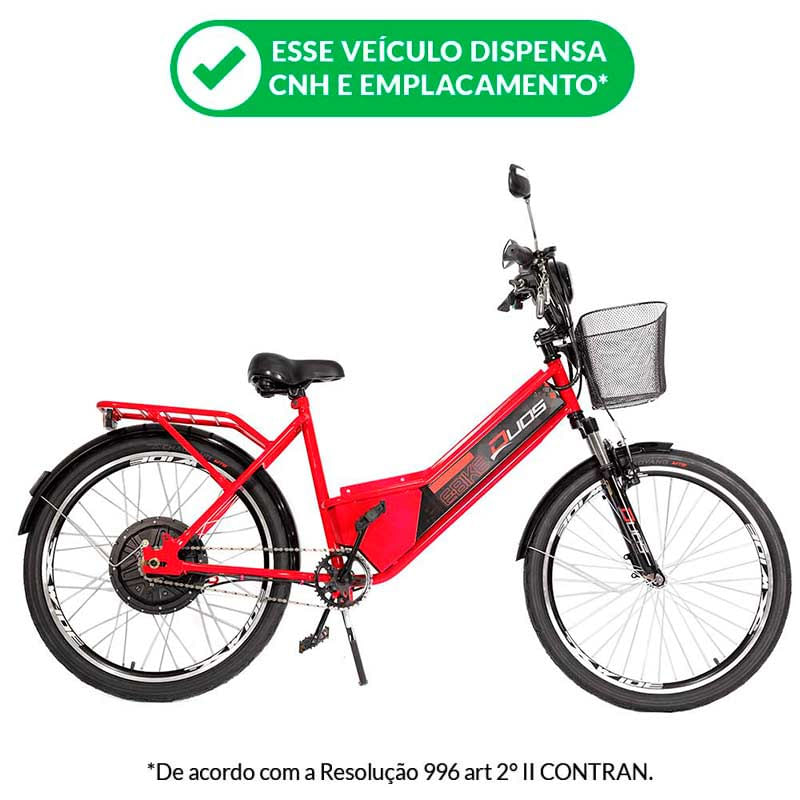Bicicleta Elétrica Duos Confort 800W Vermelha
