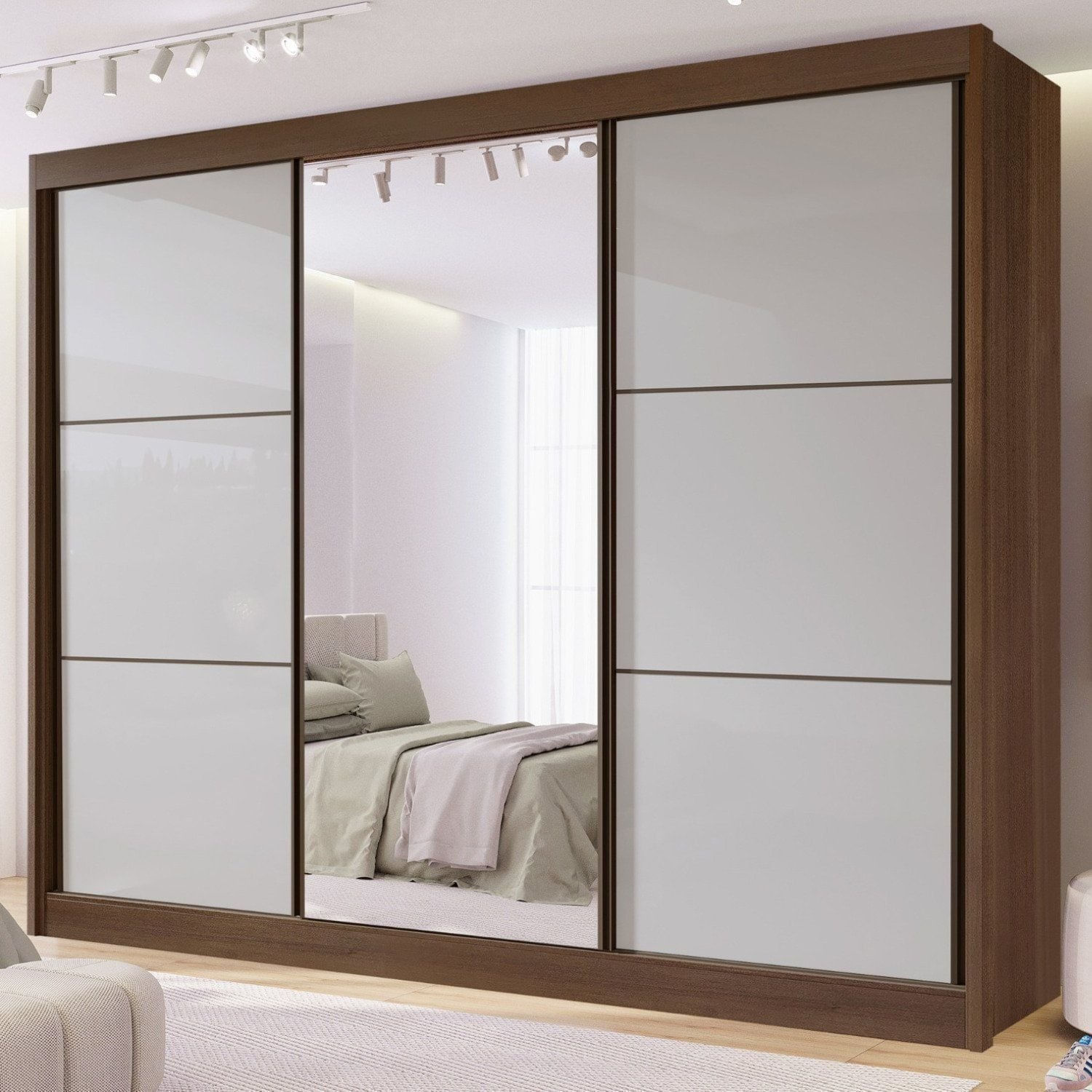 Guarda-roupa Casal Miami 100% MDF com Espelho
