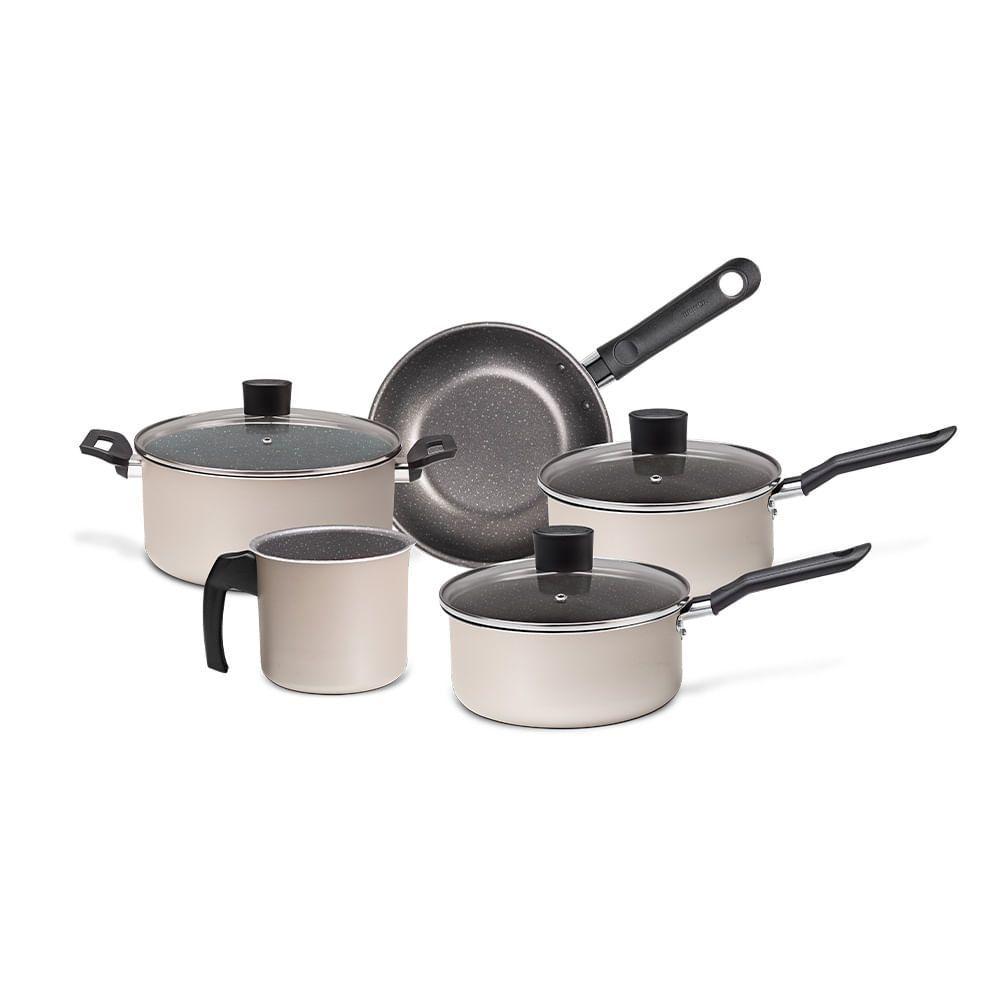 Jogo de Panelas Brinox Ceramic Life Naturalle 5 Peças